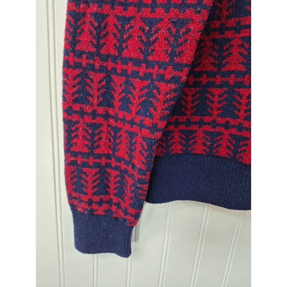Vintage Abercrombie & Fitch Mens Navy Blue Red Fair Isle Tree Pattern Sweater M - Picture 5 of 9